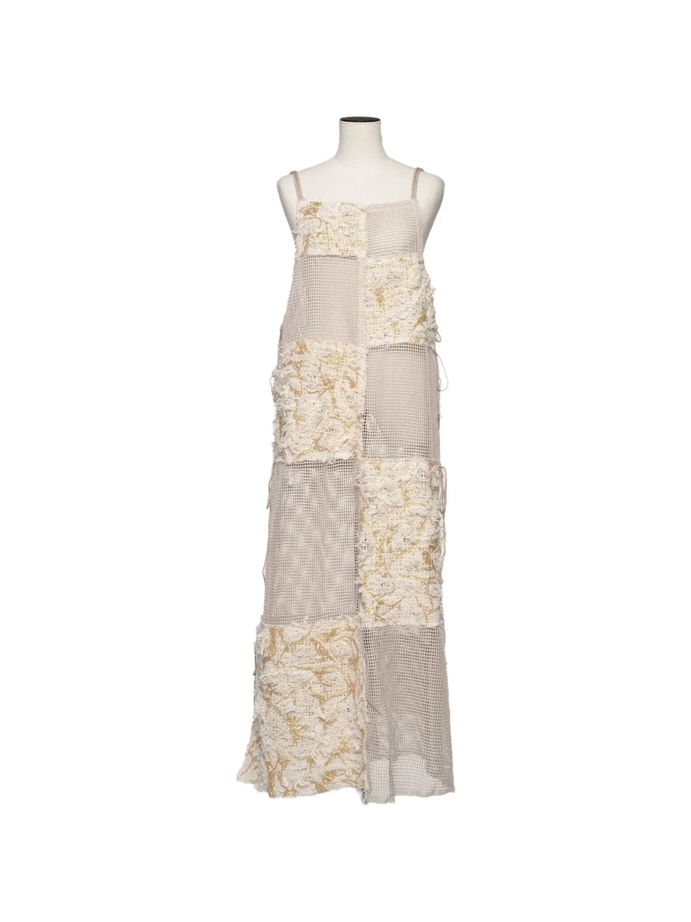 Muller Of Yoshiokubo patchwork mesh-knit midi dress - Toni neutri