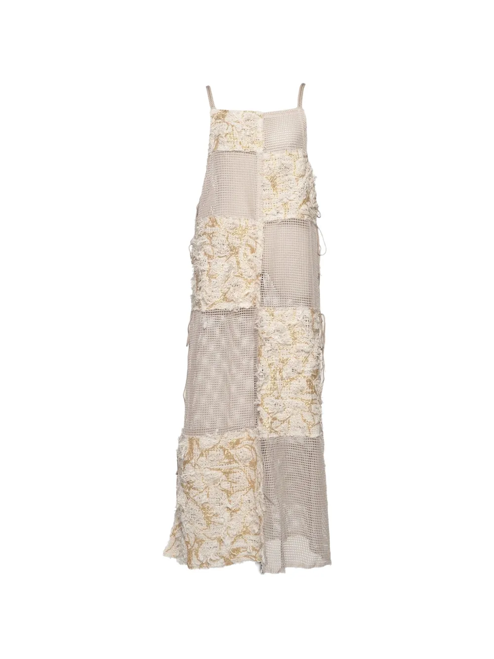 Muller Of Yoshiokubo patchwork mesh-knit midi dress - Toni neutri