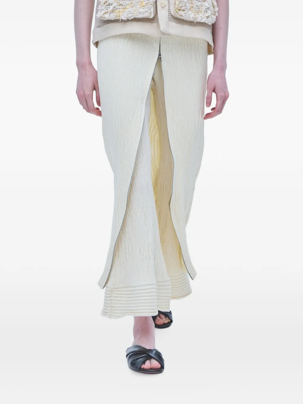 Muller Of Yoshiokubo Maxi-rok met textuur afwerking en rits Beige