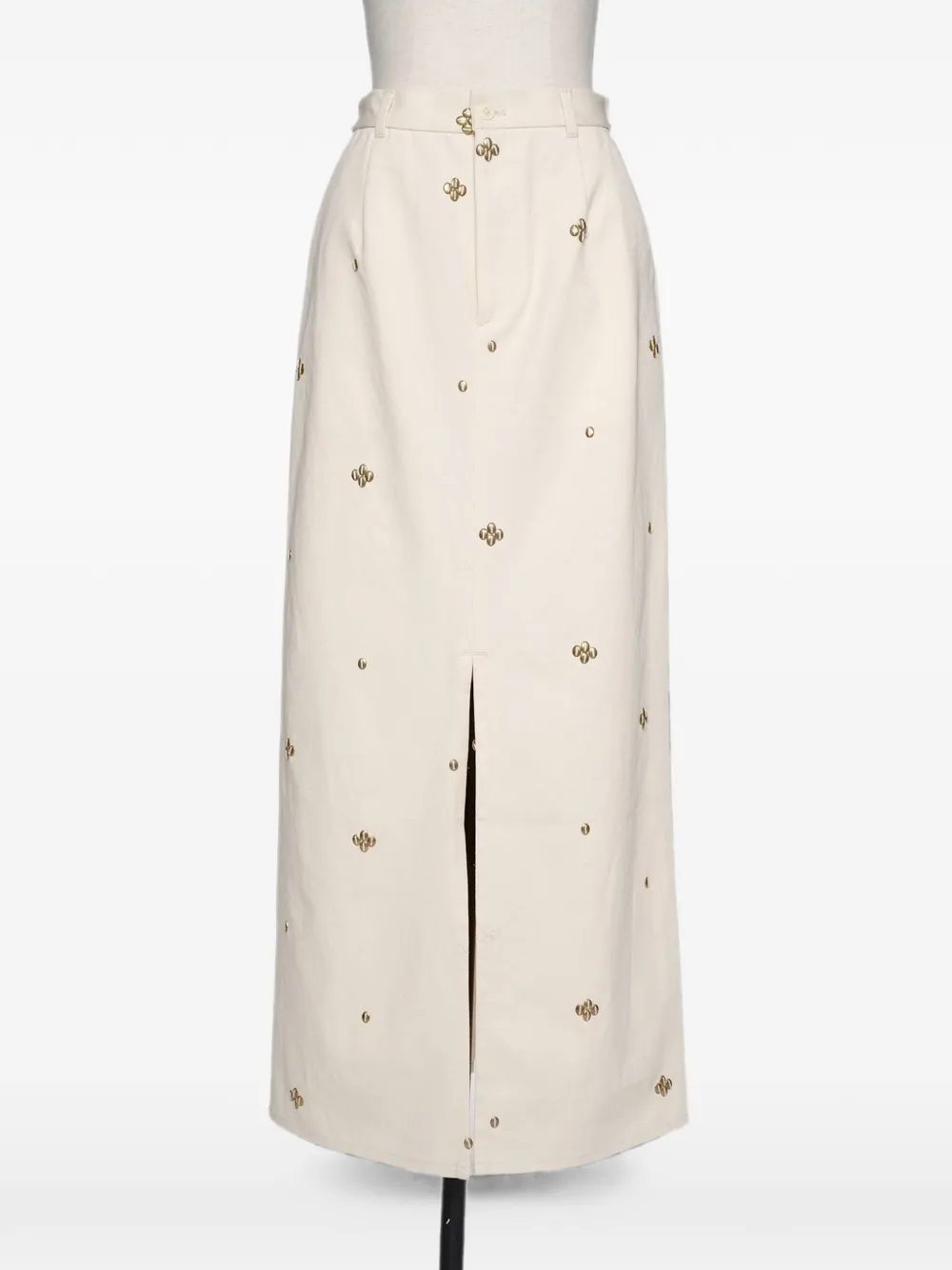 Muller Of Yoshiokubo stud-embellished front-slit maxi skirt - Toni neutri
