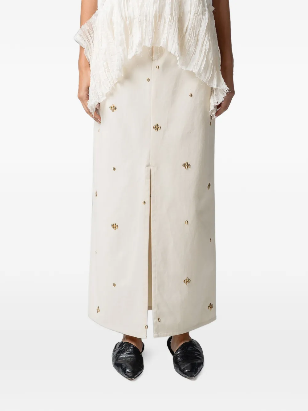 Muller Of Yoshiokubo Maxi-rok met studs en split aan de voorzijde Beige