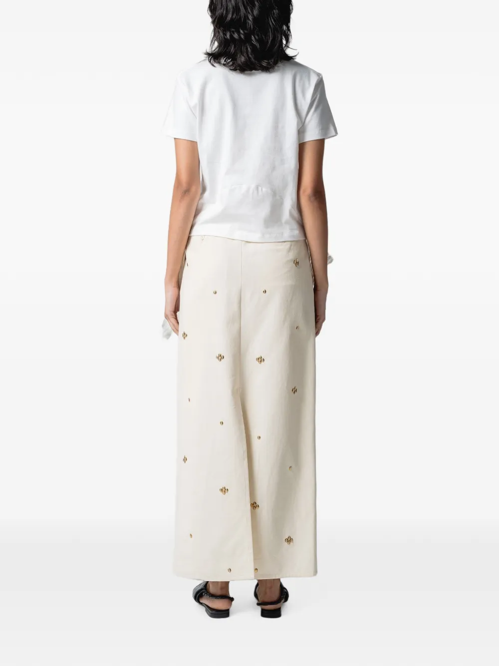 Muller Of Yoshiokubo Maxi-rok met studs en split aan de voorzijde Beige