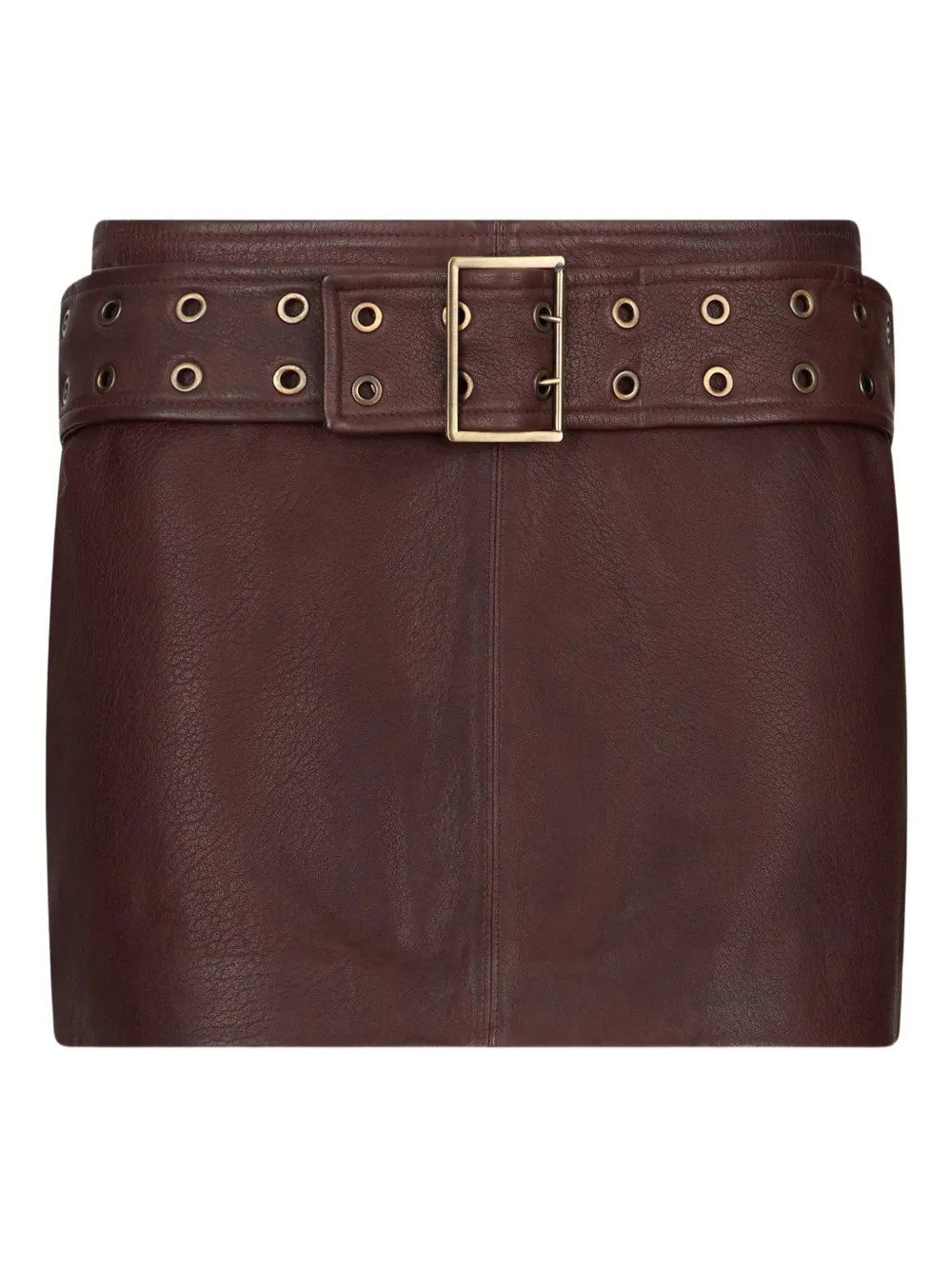 LIU JO leather belt mini skirt - Marrone