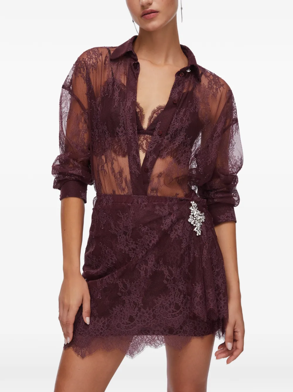 LIU JO Chantilly lace shirt - Bruin