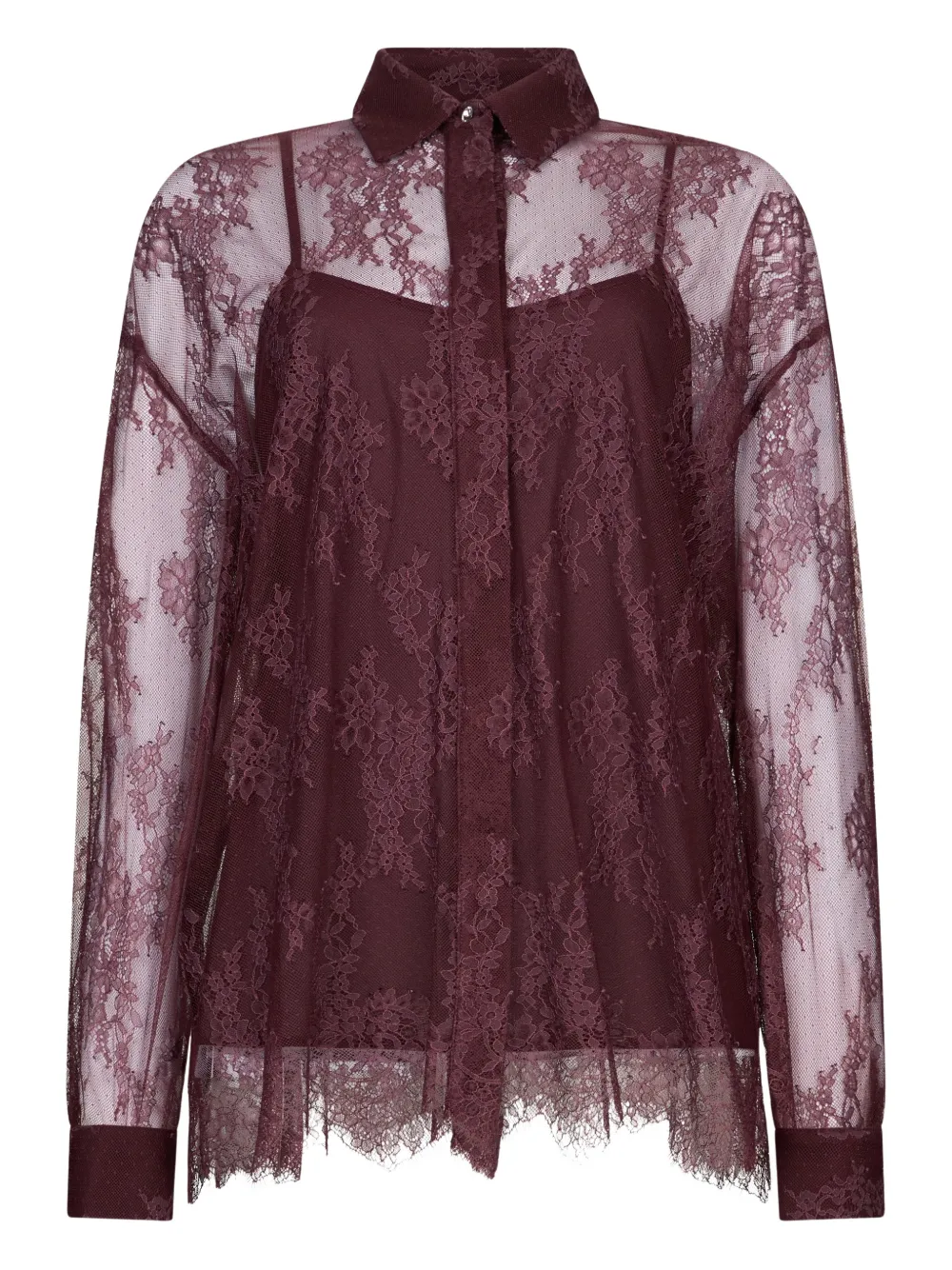 LIU JO Chantilly lace shirt - Brown