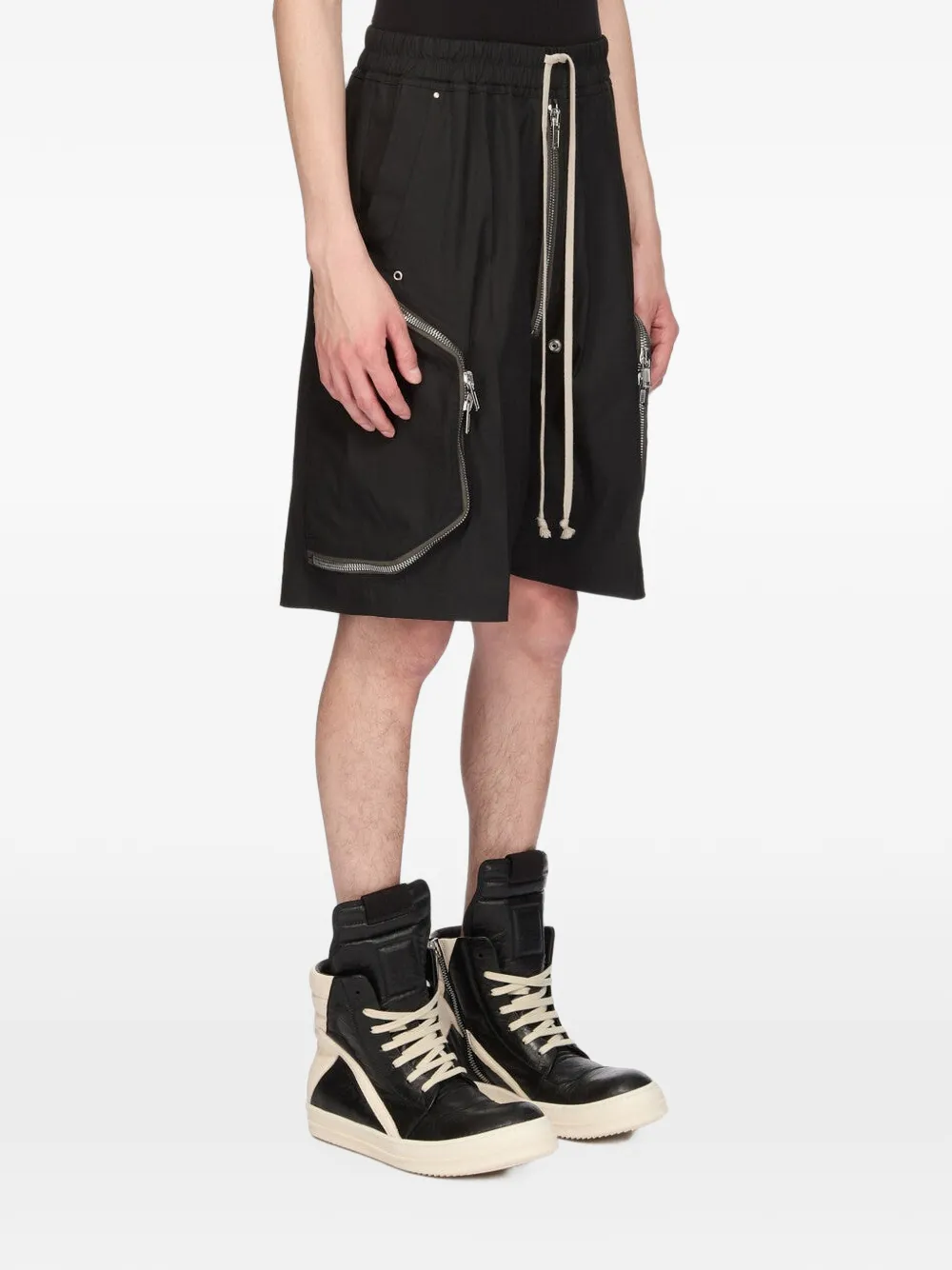 Rick Owens Blixa Bela shorts met ritszak Zwart