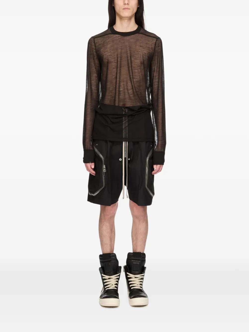 Rick Owens Blixa Bela shorts met ritszak Zwart