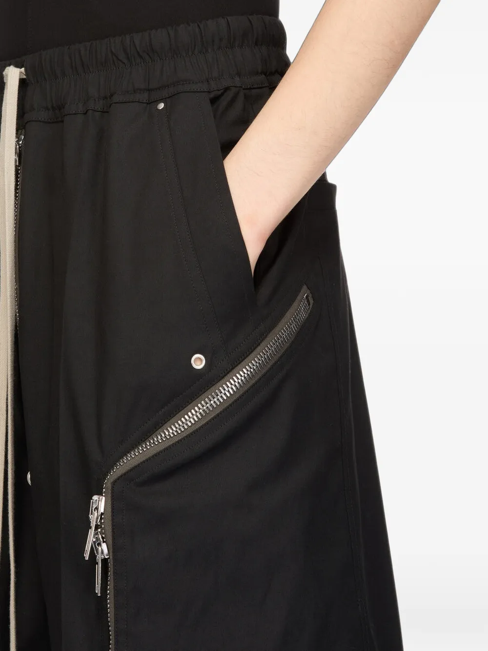 Rick Owens Blixa Bela shorts met ritszak Zwart