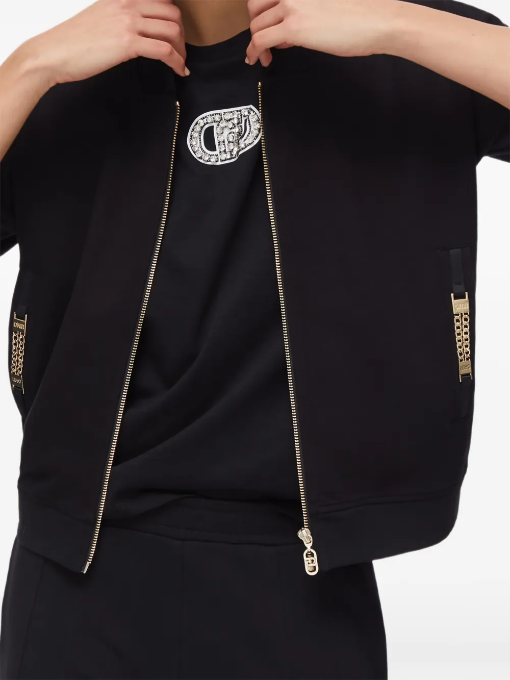 LIU JO Sweater met kettingdetail en rits Zwart