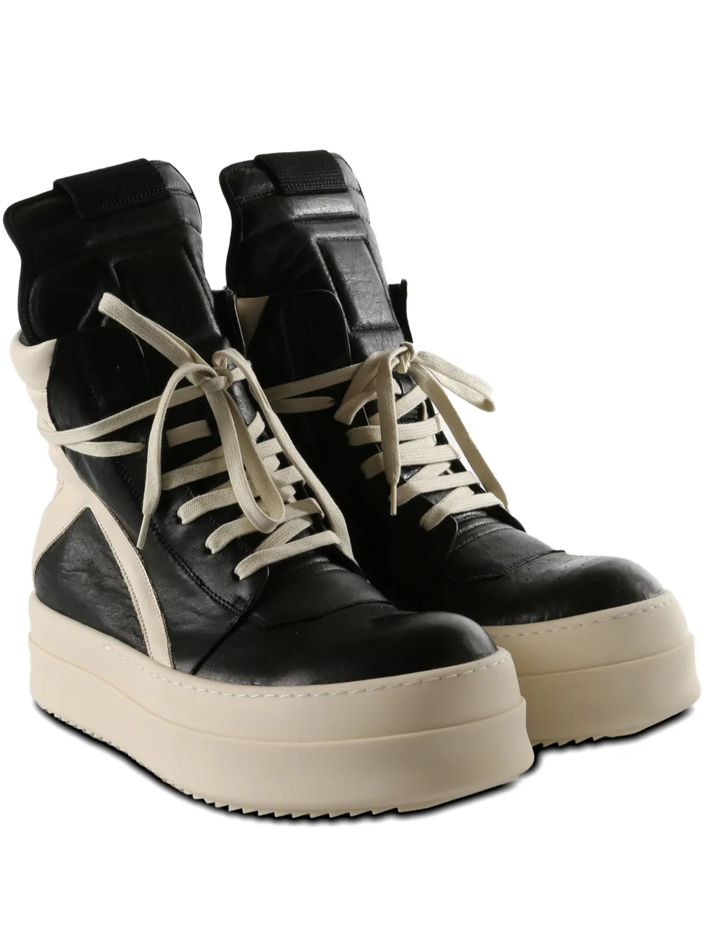 Rick Owens Mega Bumper Geobasket high-top panelled sneakers - Nero