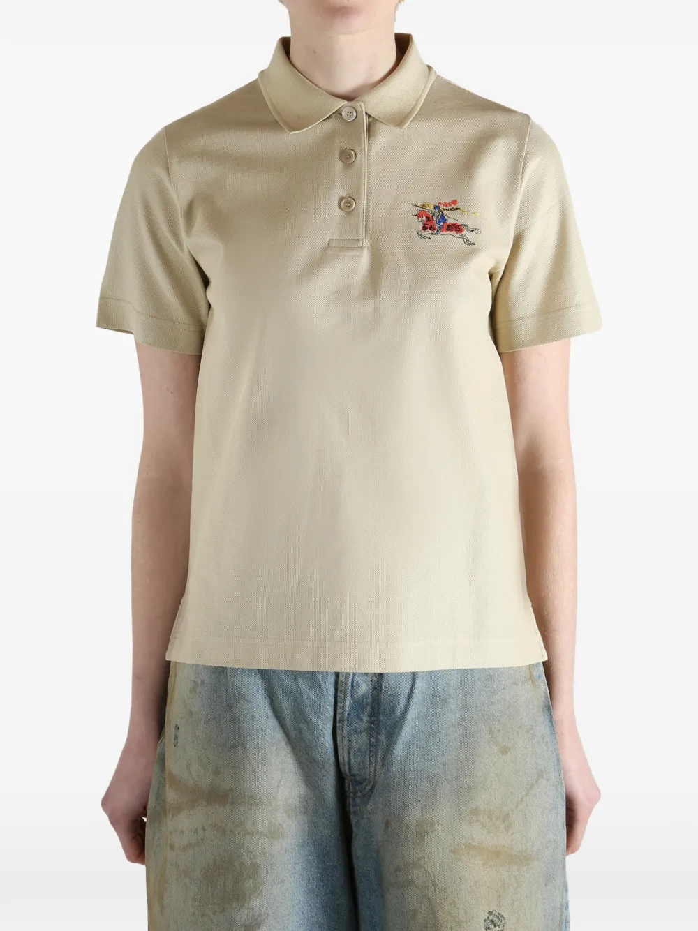 Burberry embroidered-logo polo shirt - Beige