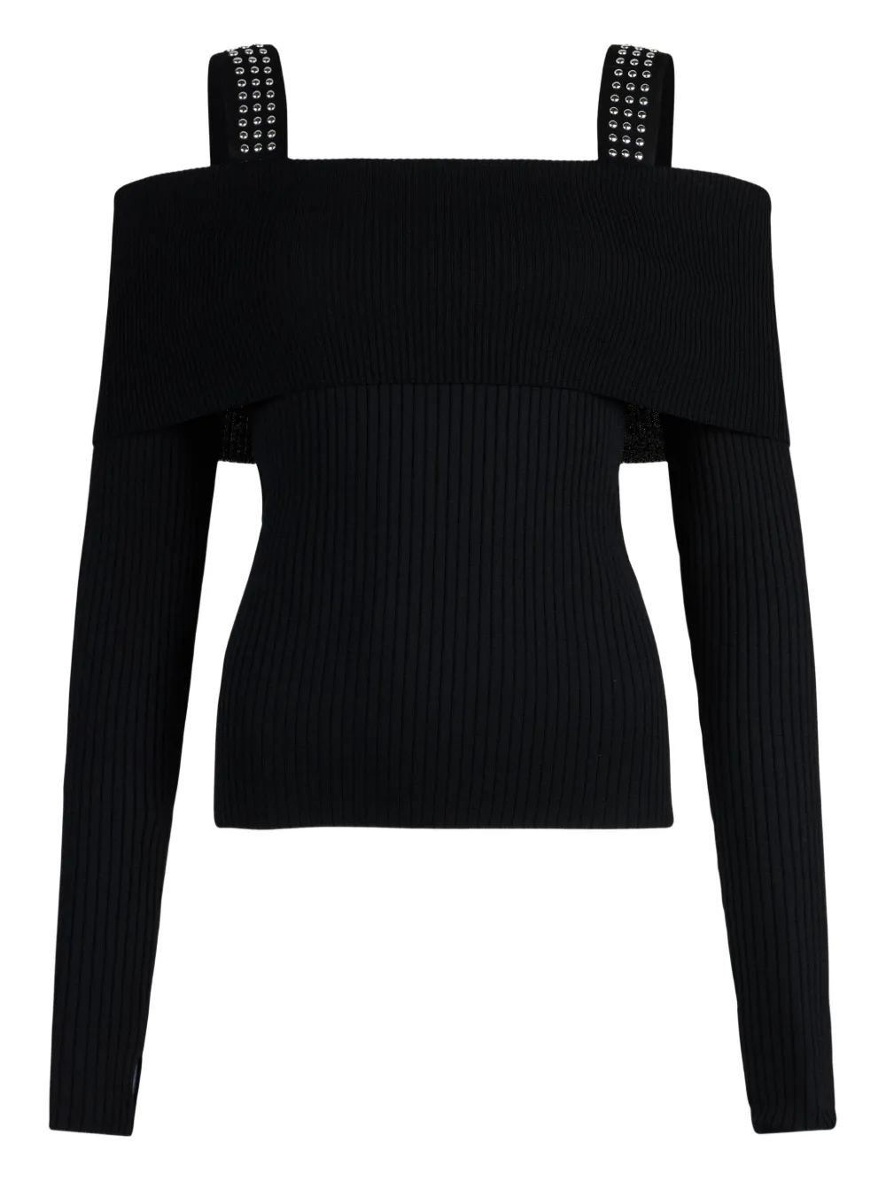 LIU JO off-the-shoulder stud sweater - Nero