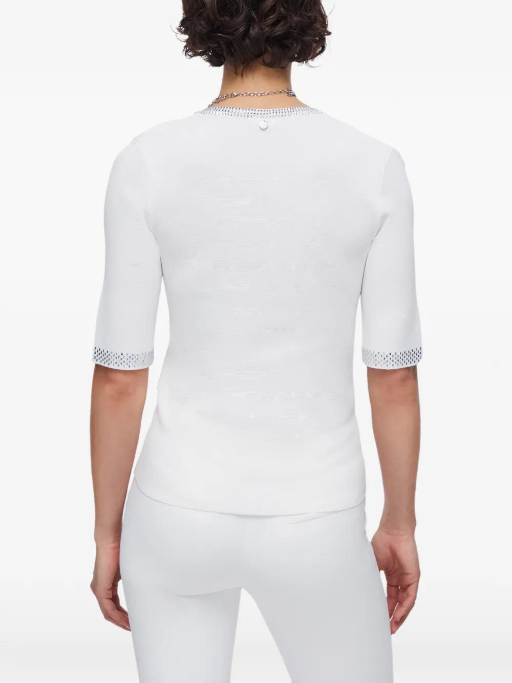 LIU JO T-shirt met V-hals en stras applicatie Wit