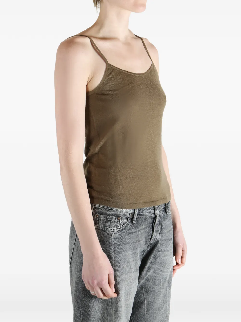 Uma Wang x 1436 mouwloze gebreide tanktop Bruin