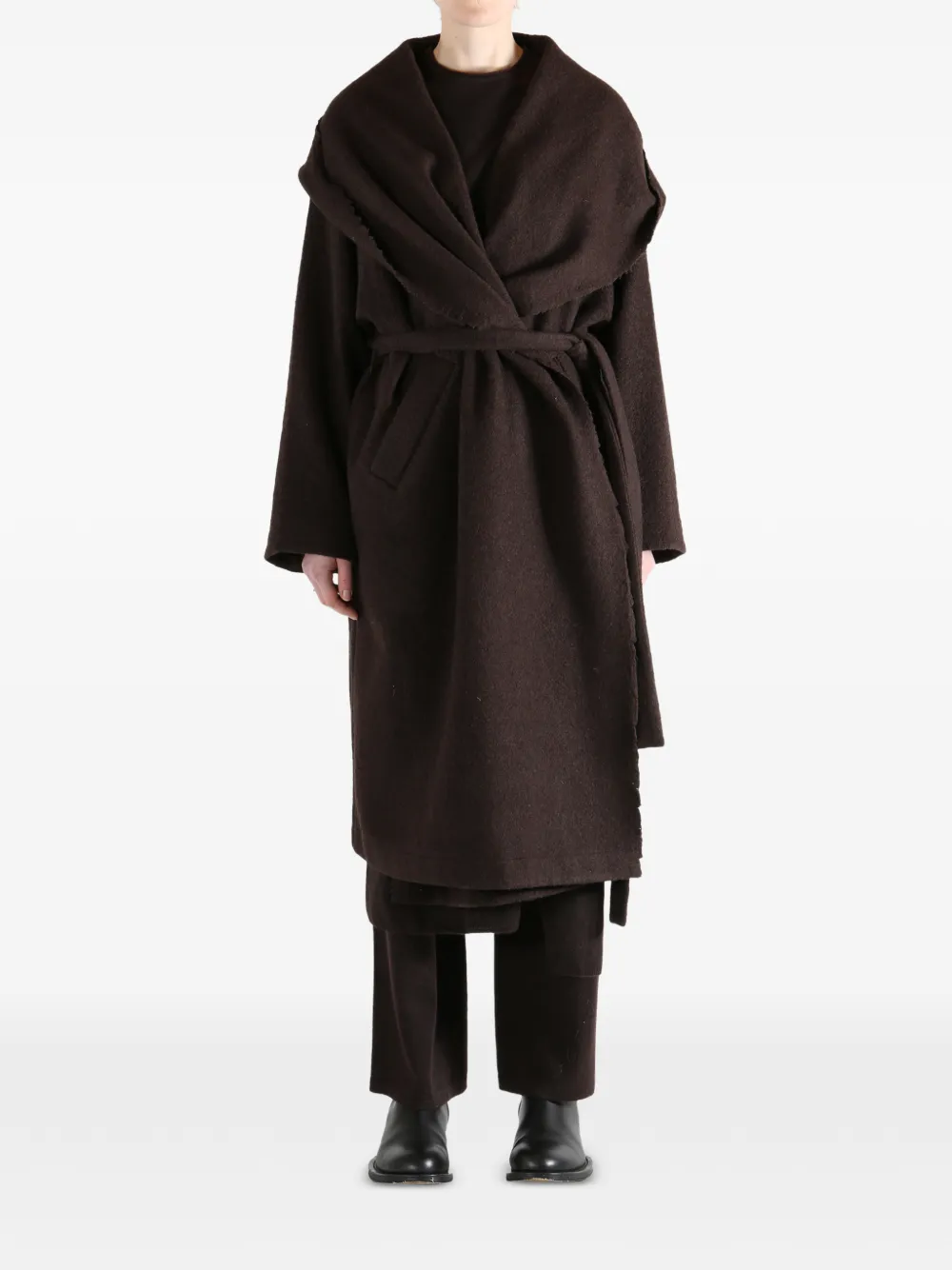 Uma Wang x 1436 hooded belted coat - Bruin