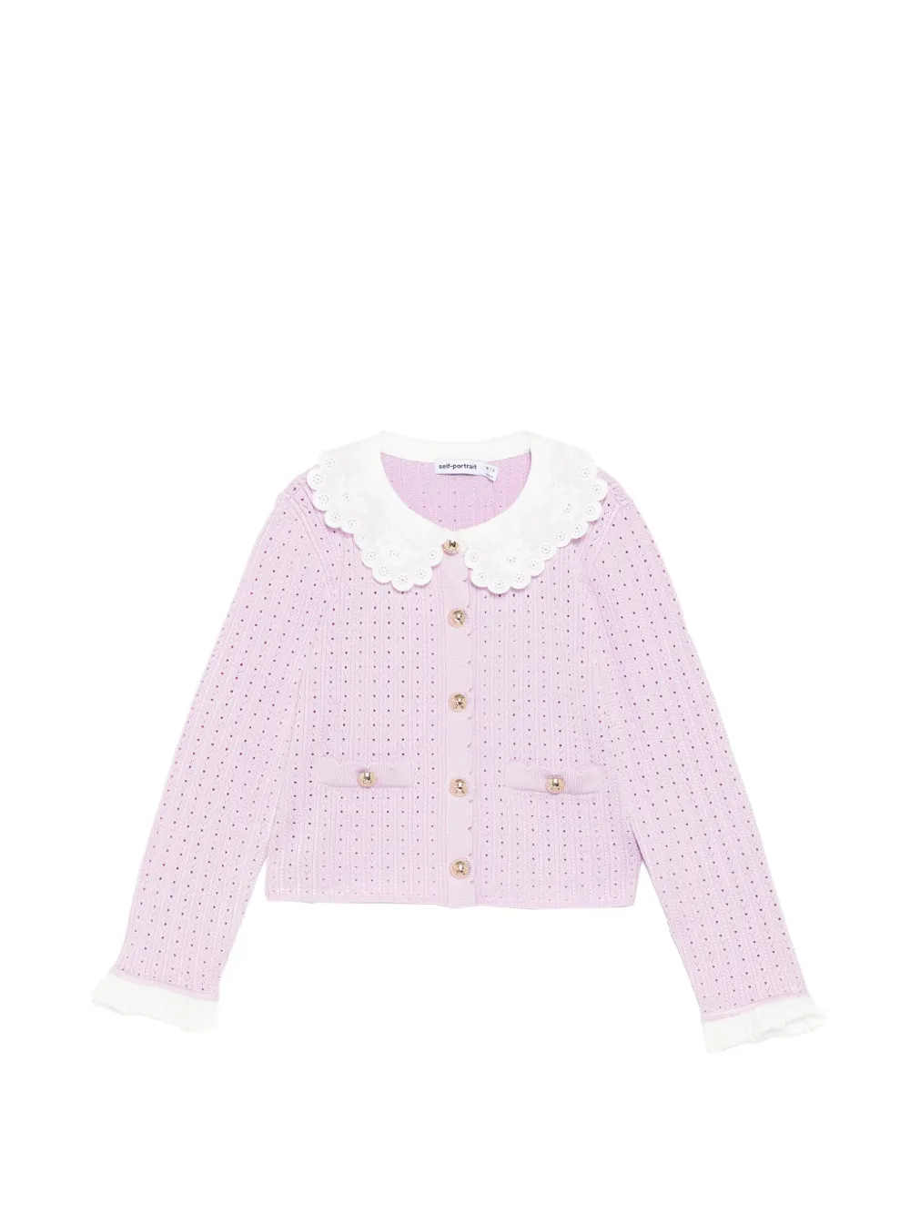 Self-Portrait Kids Cardigan con colletto in pizzo - Viola