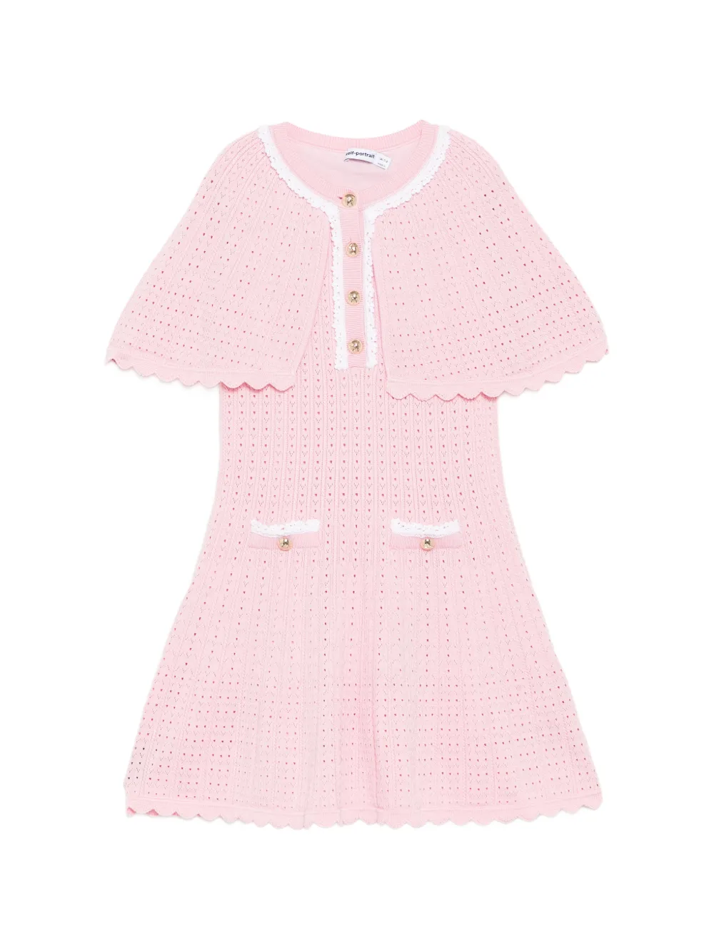 Self-Portrait Kids Abito con orlo a smerlo - Rosa