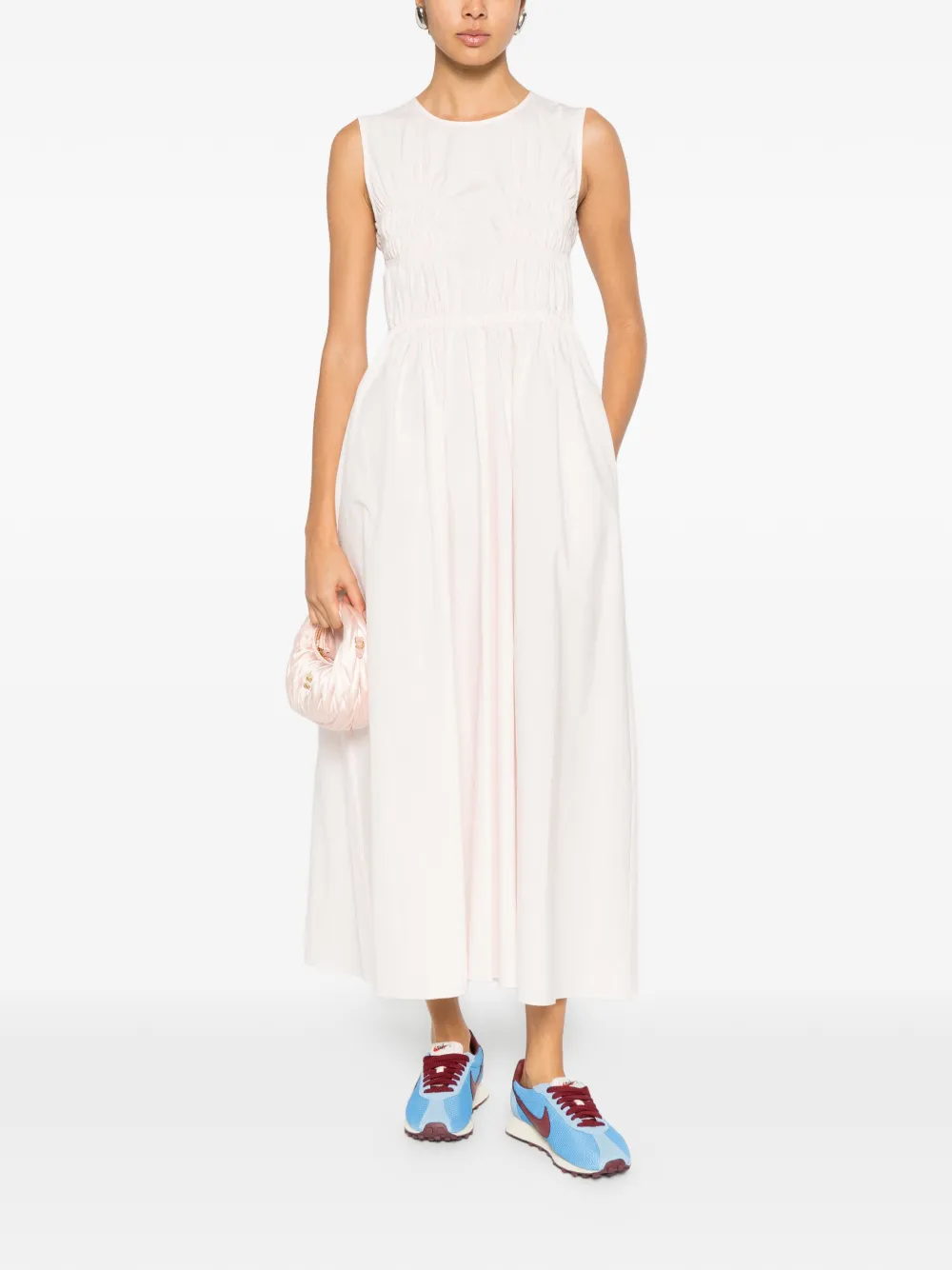 Cecilie Bahnsen gathered sleeveless midi dress - Roze
