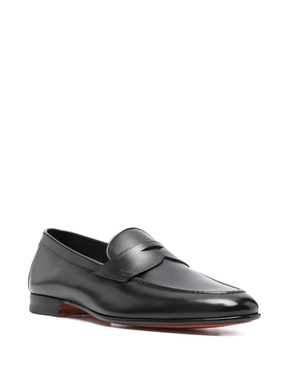 Santoni penny leather loafers - Zwart
