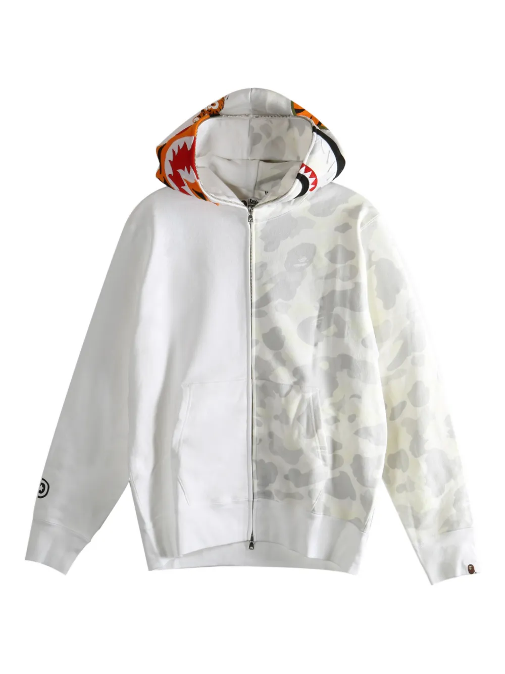 A BATHING APE® camo shark zip-up hoodie - White