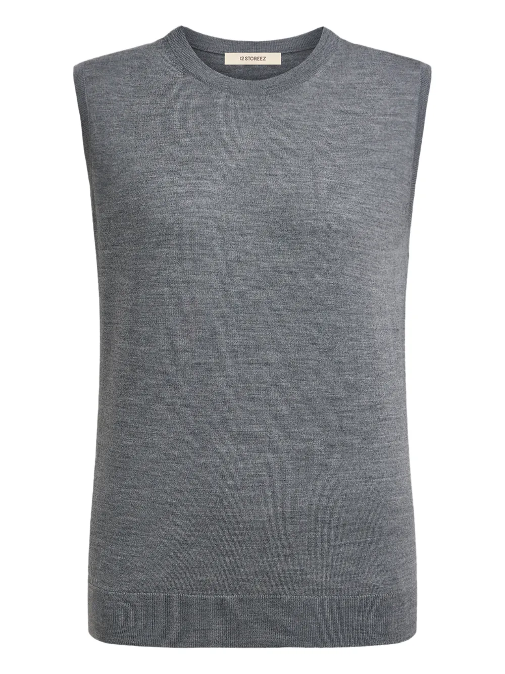 12 Storeez Sleeveless Knitted Vest In Gray