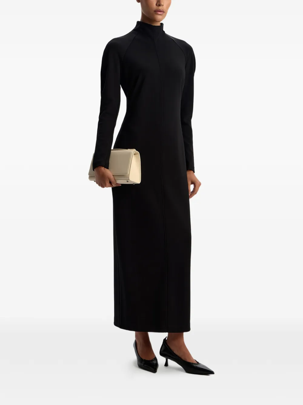 12 STOREEZ Maxi-jurk met lange mouwen - Zwart