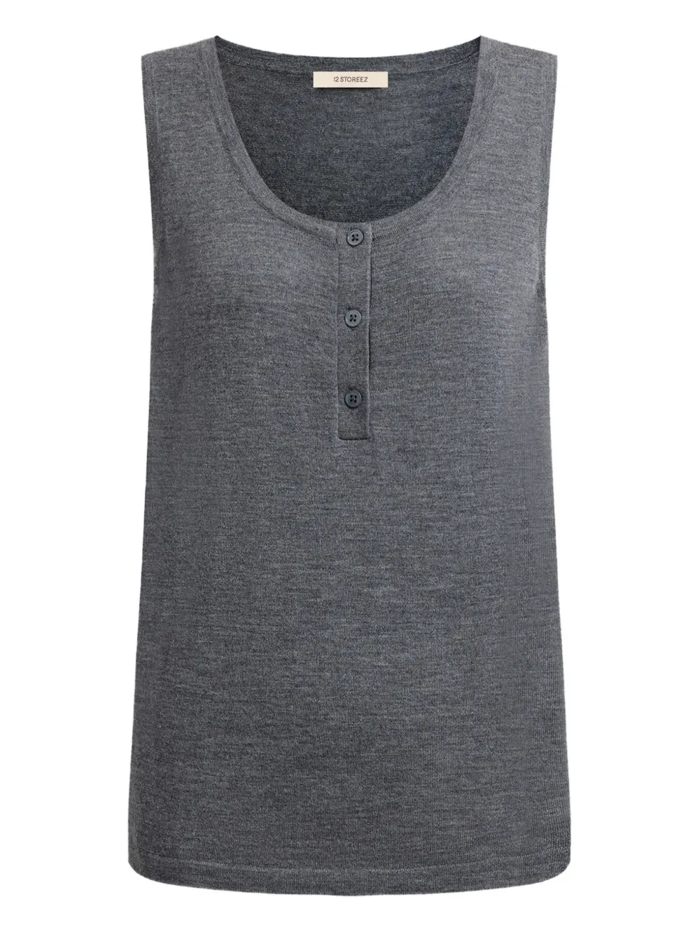12 Storeez Button-placket Sleeveless Vest In Gray