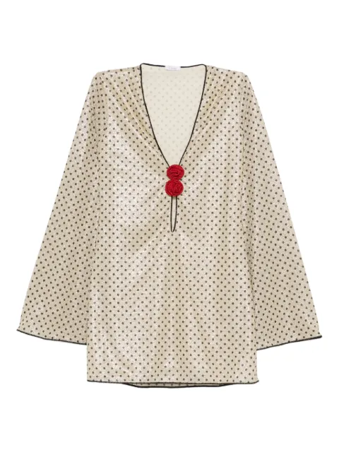 Oséree polka-dot rose-detail beachwear