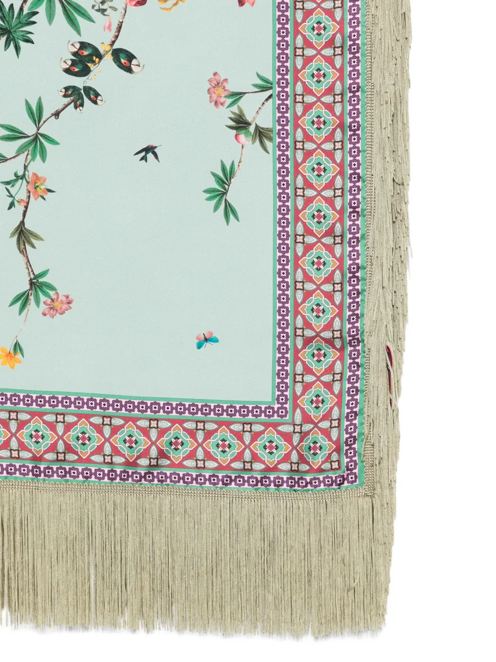  La Doublej Floral-print Fringed Scarf - Blue 