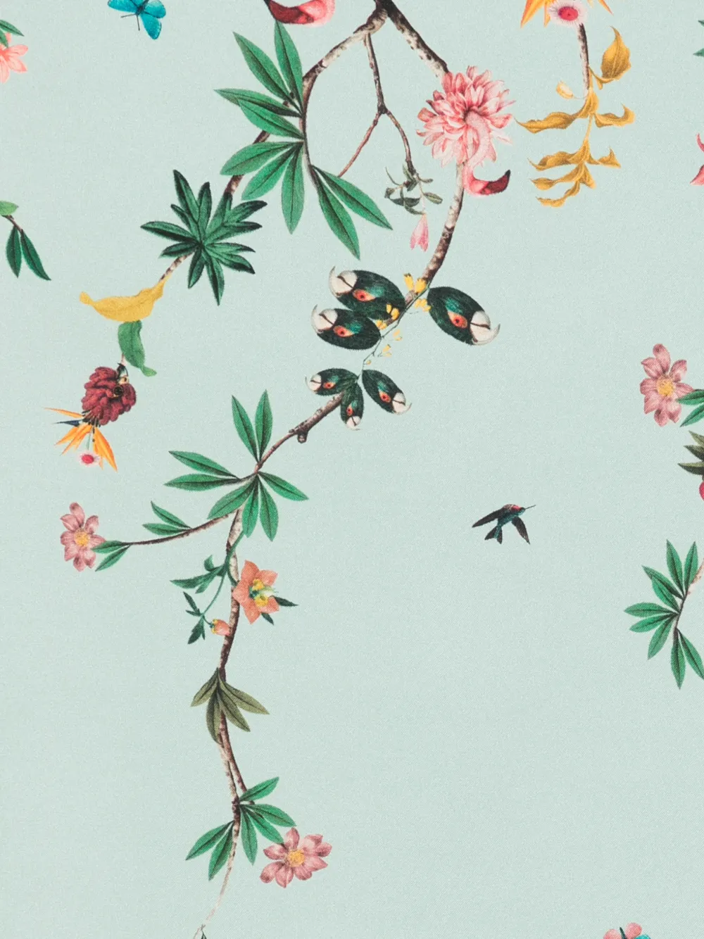 La DoubleJ floral-print fringed scarf - Blauw