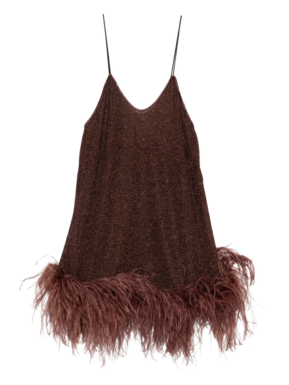 Oséree feather-detail V-neck mini dress - Marrone