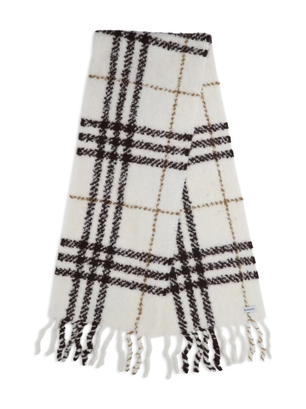 Burberry check fringed scarf - Bianco
