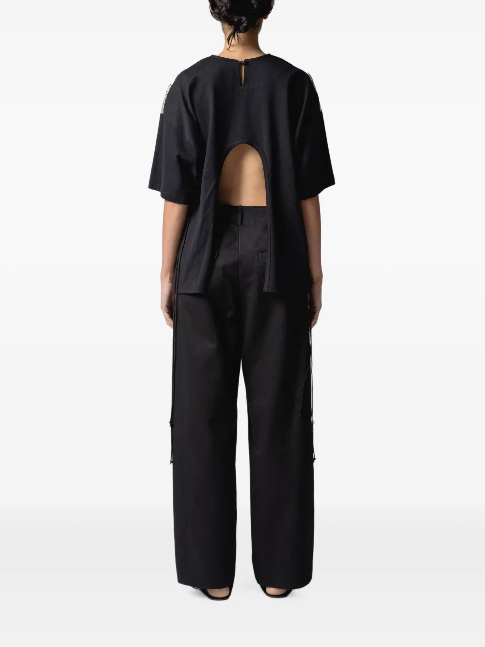 Muller Of Yoshiokubo Metal Beans verfraaide straight broek Zwart
