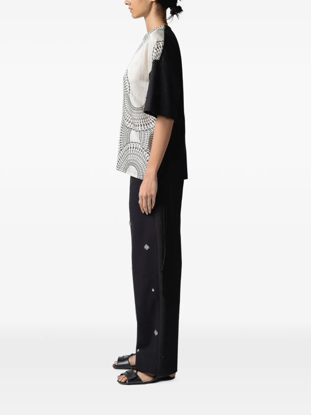 Muller Of Yoshiokubo Metal Beans verfraaide straight broek Zwart