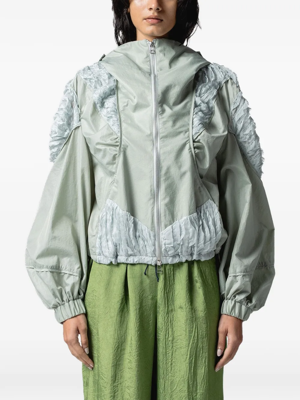 Muller Of Yoshiokubo ruffled hooded jacket - Blu