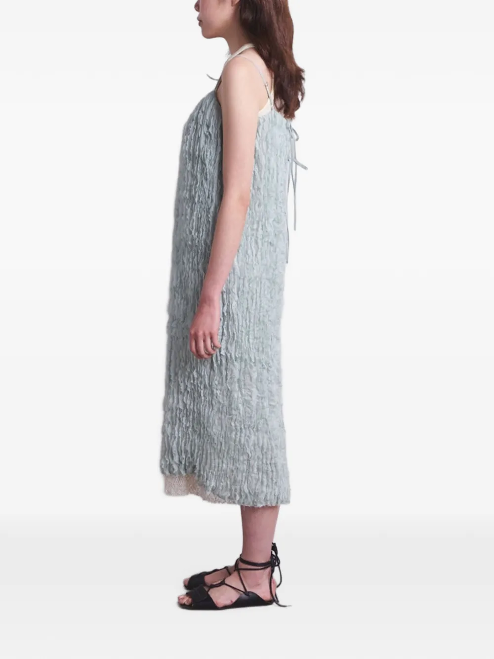 Muller Of Yoshiokubo Midi-jurk met gelaagde zoom en textuur Blauw