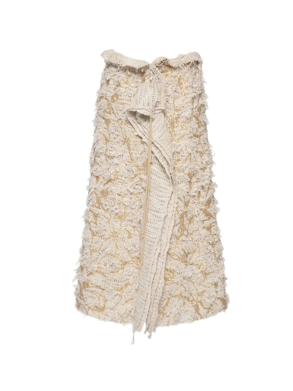 Muller Of Yoshiokubo frayed-detail embroidered midi skirt - Toni neutri