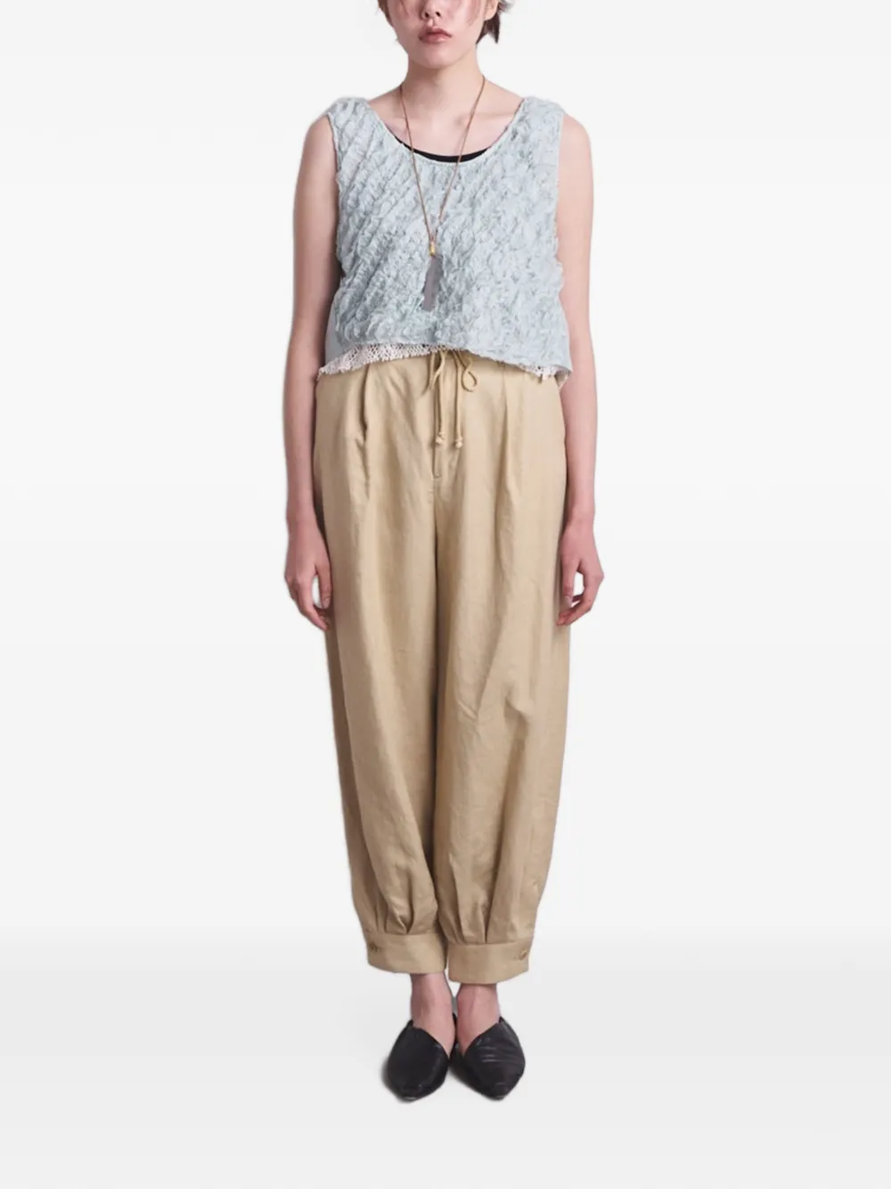 Muller Of Yoshiokubo Top met ruches en kanten afwerking Blauw