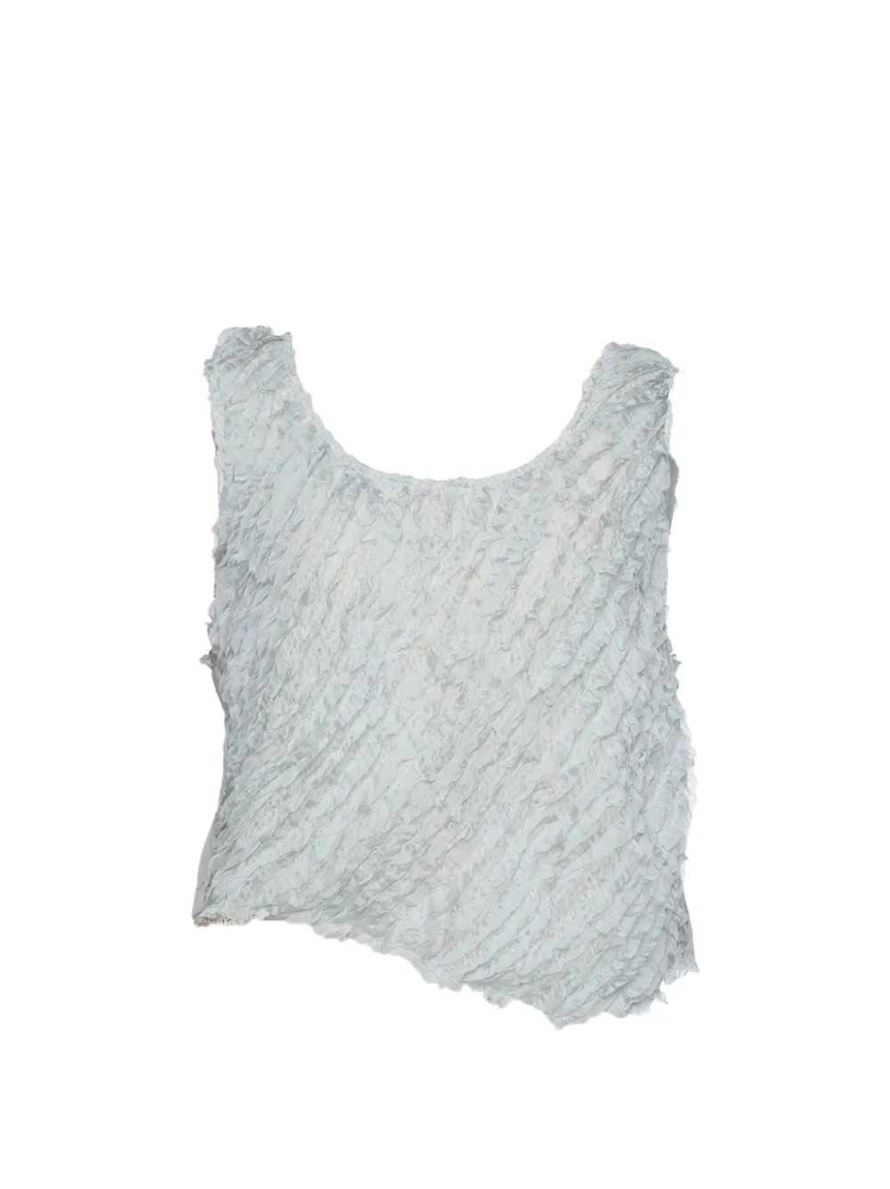Muller Of Yoshiokubo ruffled lace-trim top - Blu