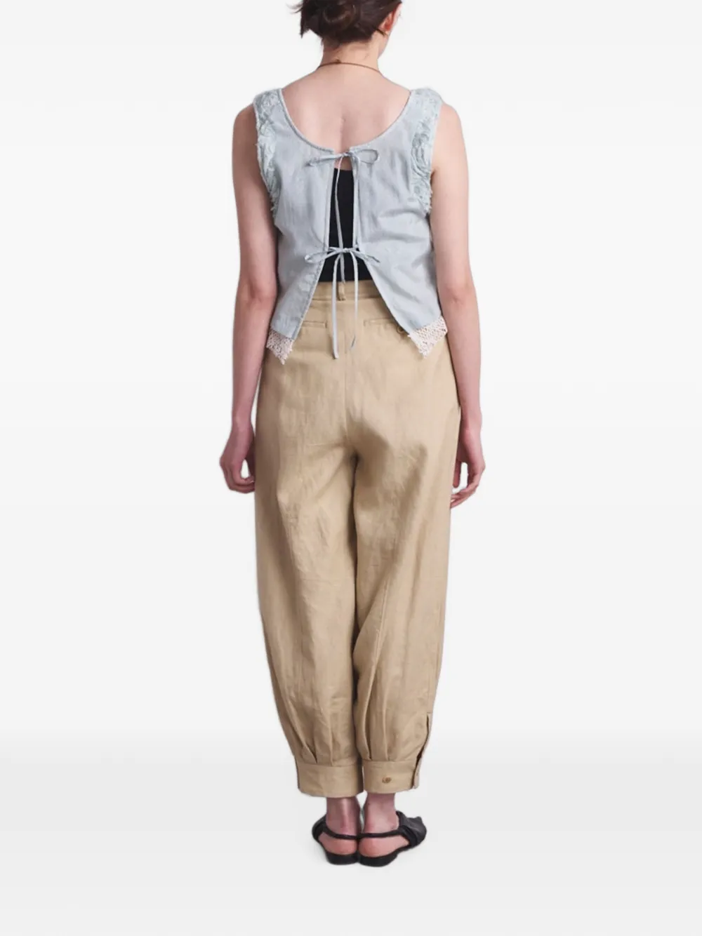 Muller Of Yoshiokubo Top met ruches en kanten afwerking Blauw