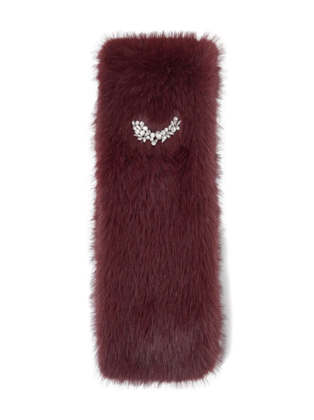 LIU JO faux fur jewelled brooch stole - Rood