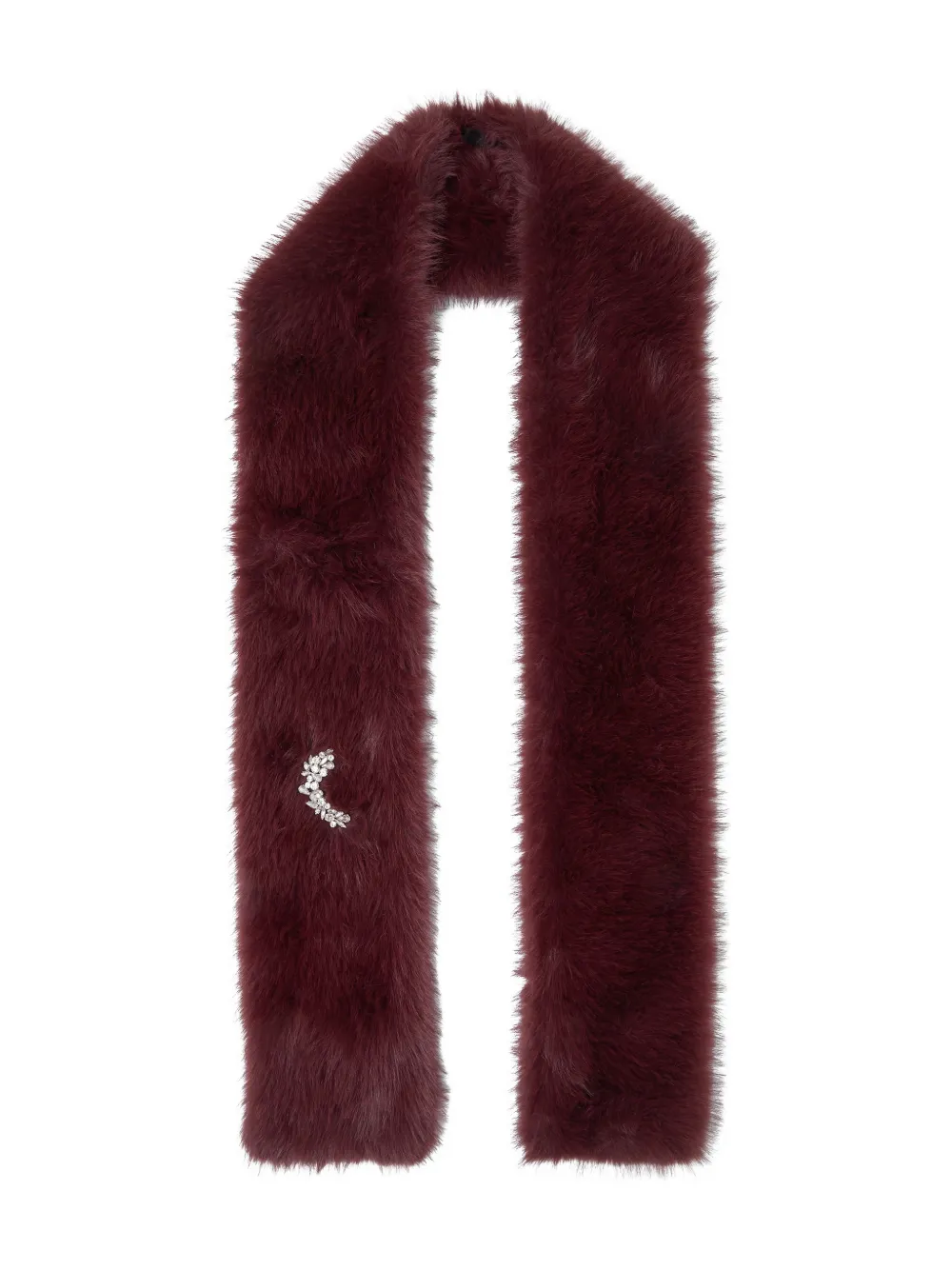 LIU JO faux fur jewelled brooch stole - Rosso