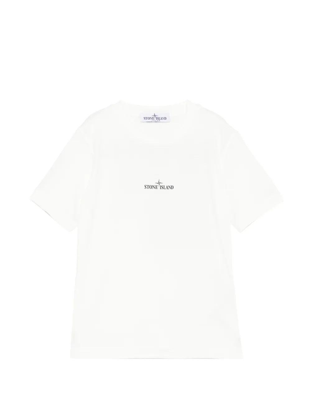 Stone Island Junior T-shirt con stampa logo - Bianco