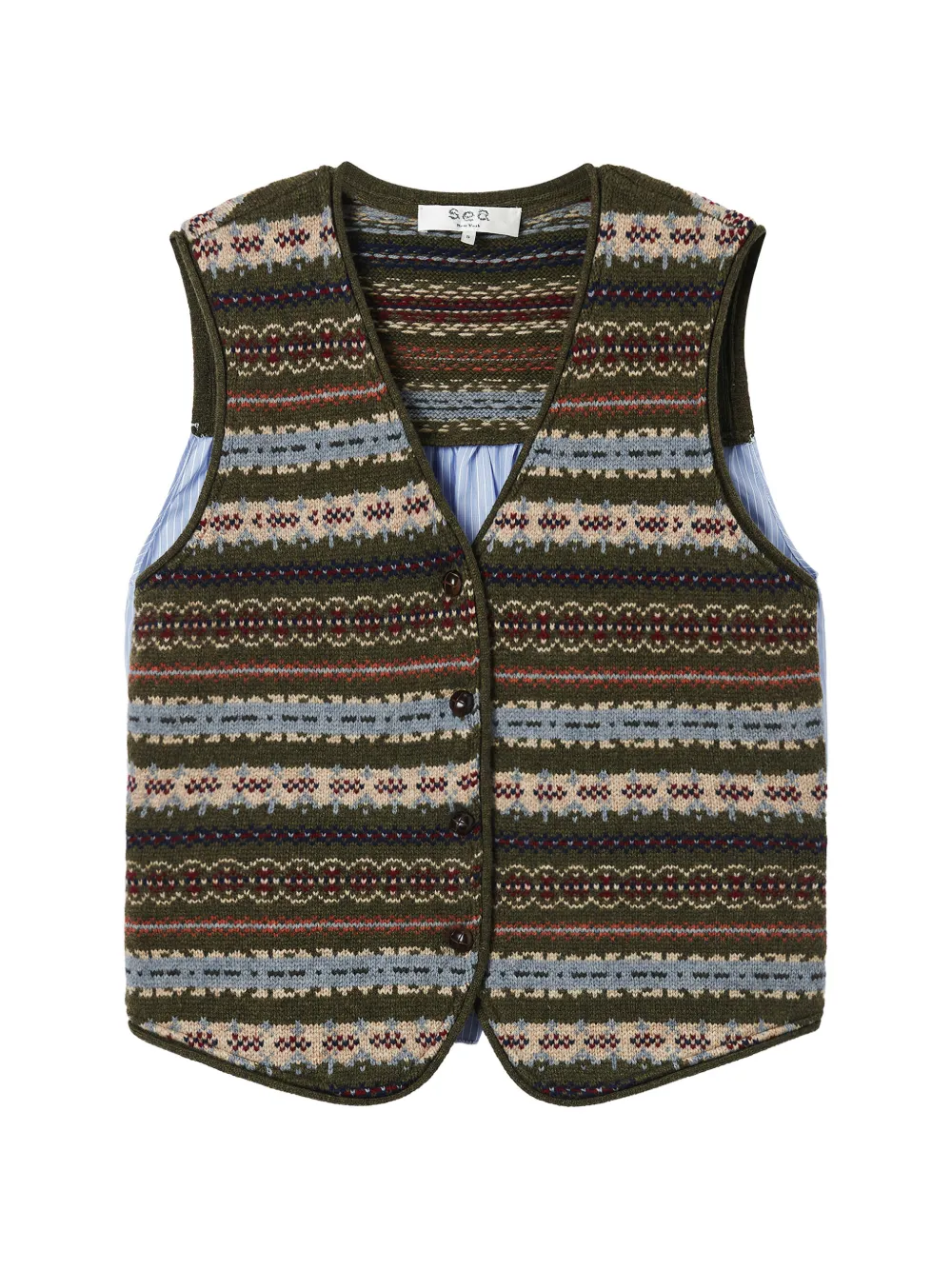 Sea patterned ruffle vest - Verde