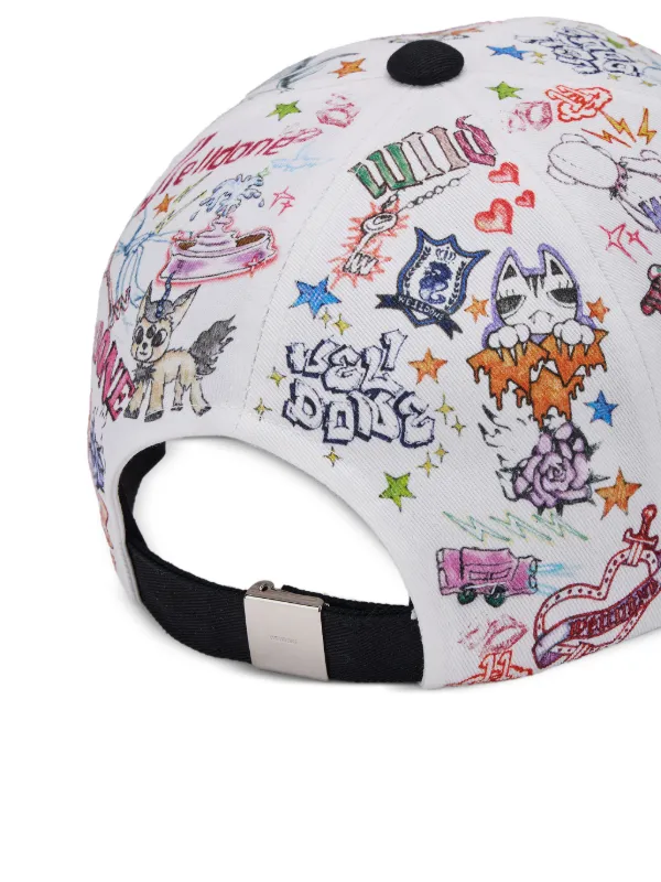 We11done doodle-print Baseball Cap | White | FARFETCH