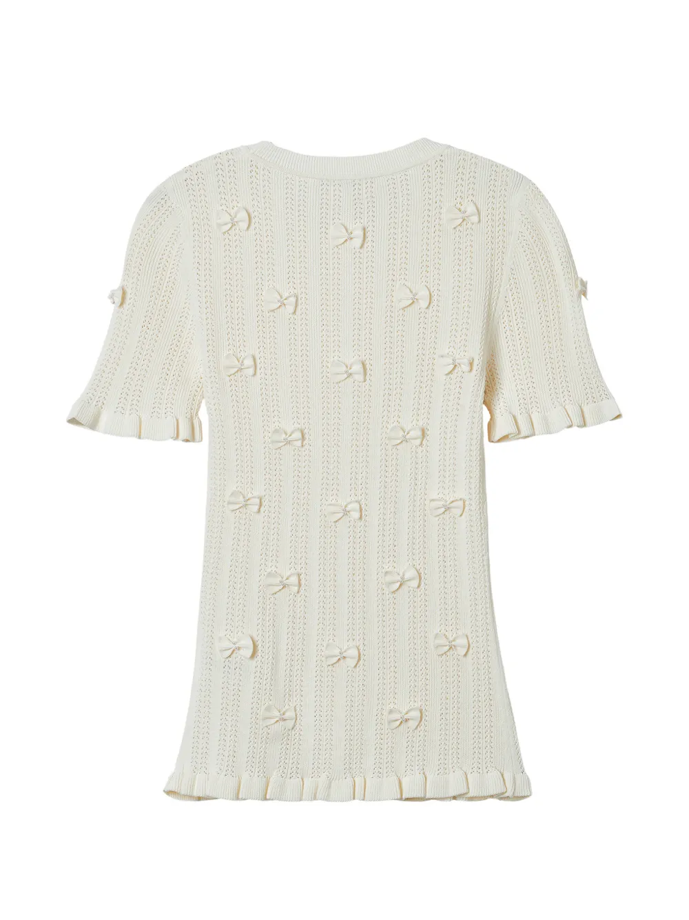  Sea Bow-detail Ruffled Top - Neutrals 