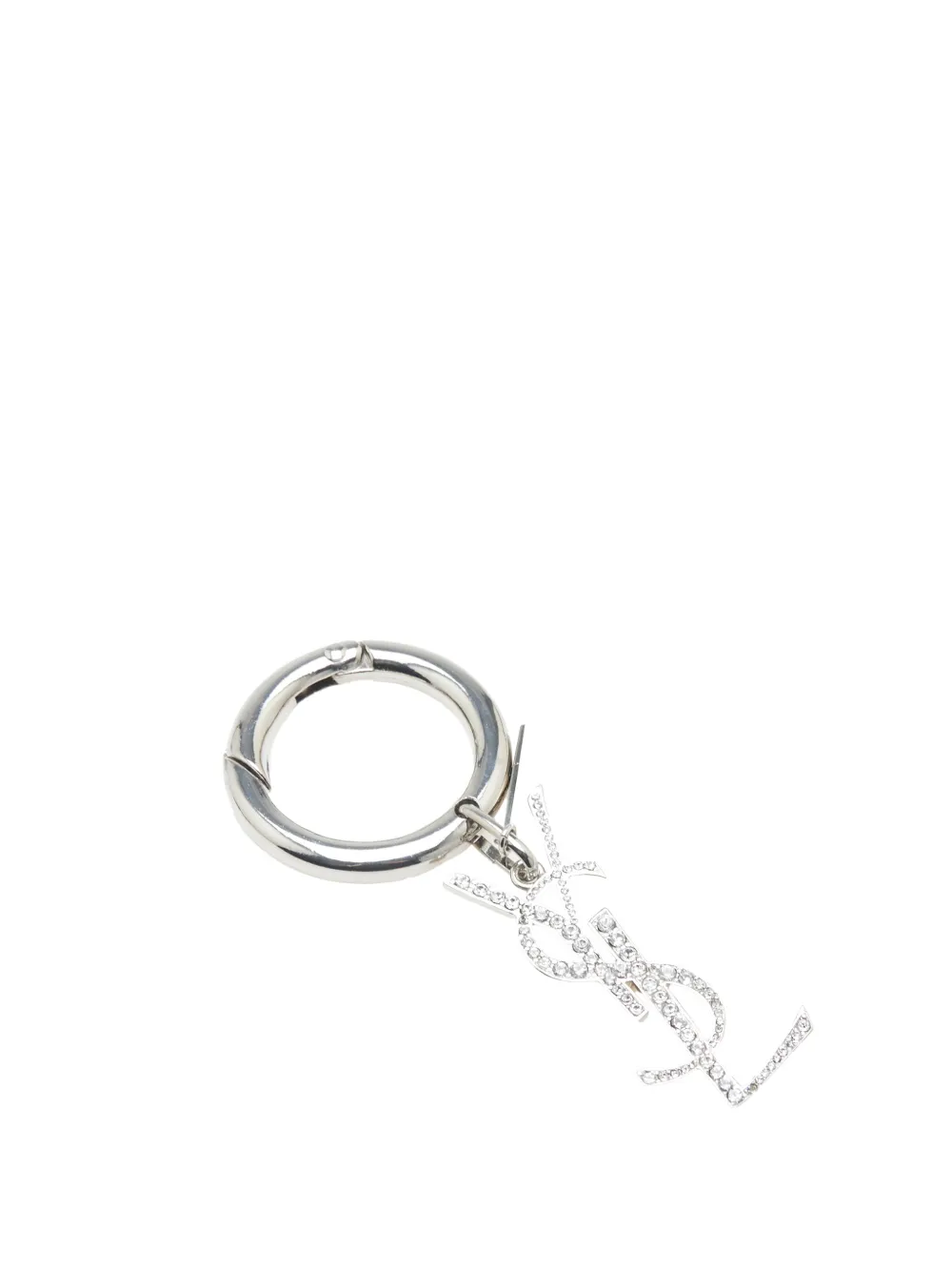 Saint Laurent Pre-Owned 20th Century Silver Plated Rhinestones Logo Keychain key chain | Silver | Image 1
