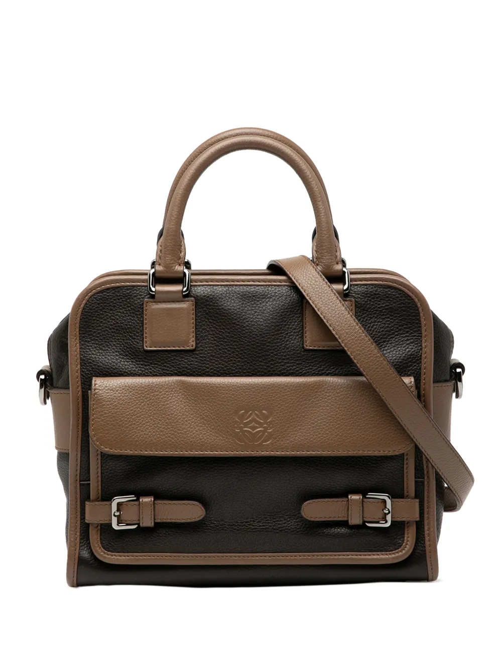 Loewe Pre-Owned 2013-2025 Bicolor Grained Calfskin Cruz satchel - Brown