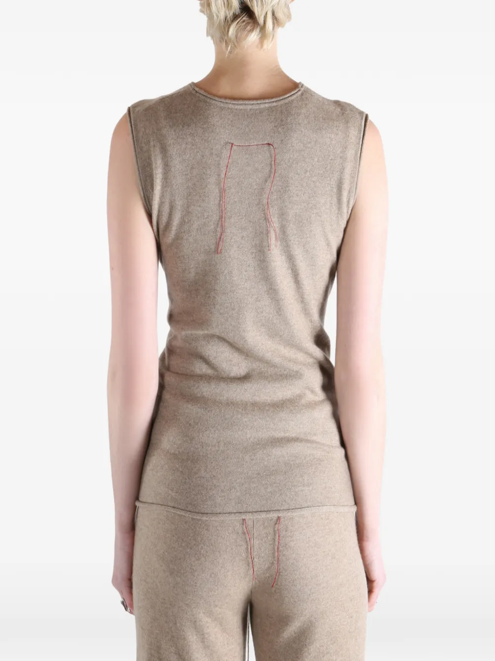 Uma Wang Gestrikte mouwloze tanktop Beige