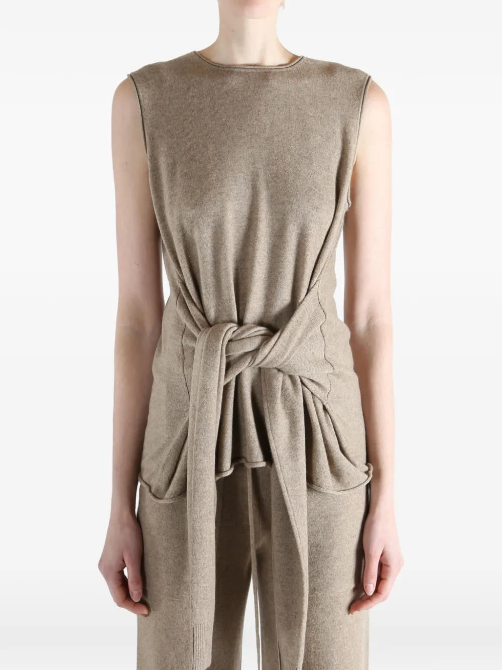 Uma Wang Gestrikte mouwloze tanktop Beige